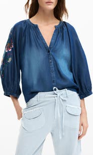 Desigual Embroidered Chambray Shirt