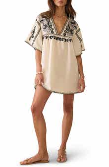 Faherty Sunday Embroidered Cotton & Linen Minidress