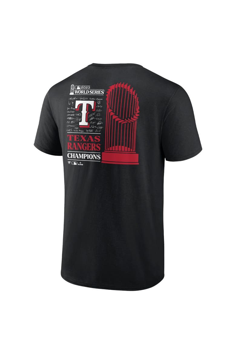 Men's Fanatics Branded  Black Texas Rangers 2023 World Series Champions Big & Tall Roster T-Shirt, Alternate, color, Black
