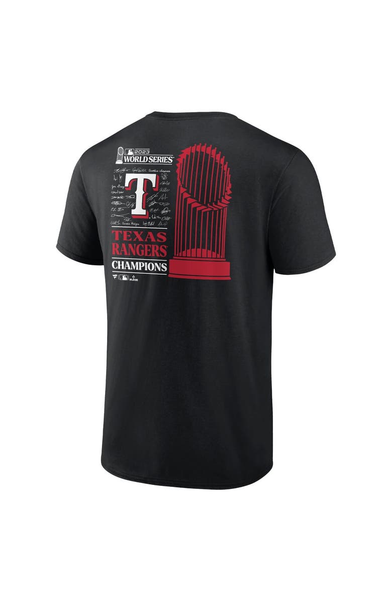 PROFILE Men's Fanatics Branded Black Texas Rangers 2023 World Series Champions Big & Tall Roster T-Shirt, Alternate, color,