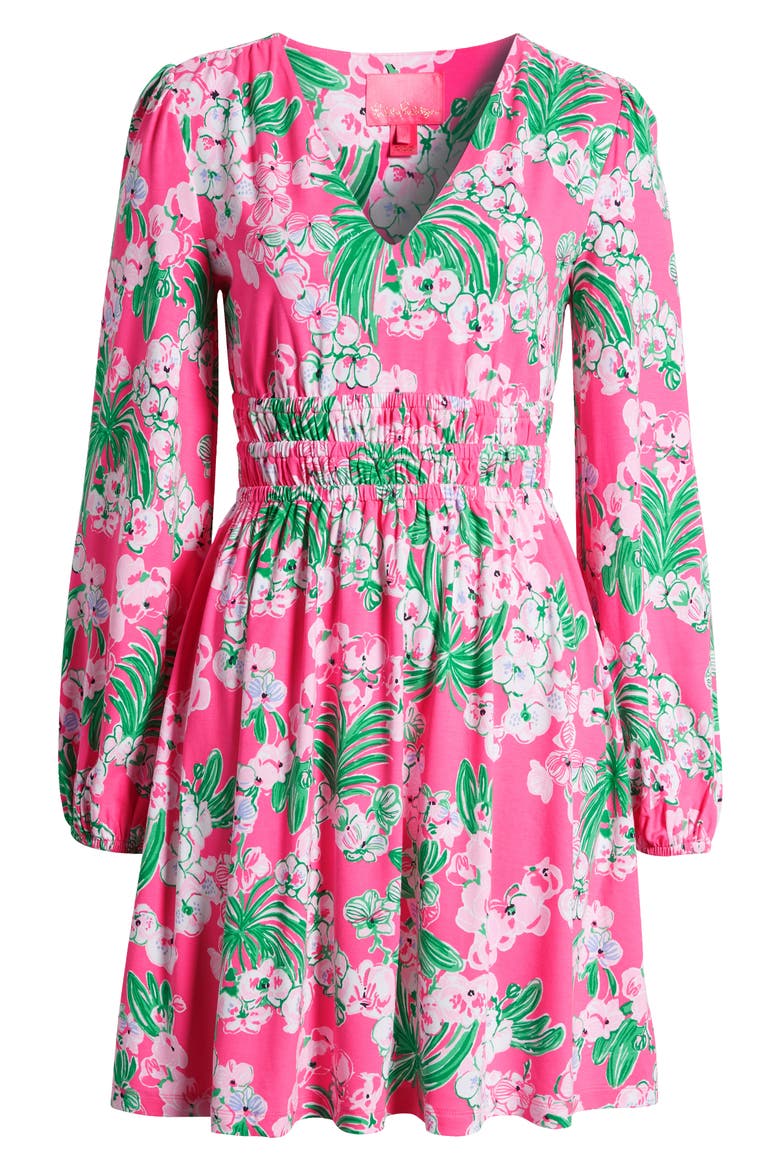 Calla Long Sleeve Shirred Waist Dress, Alternate, color, ROXIE PINK WORTH A LOOK