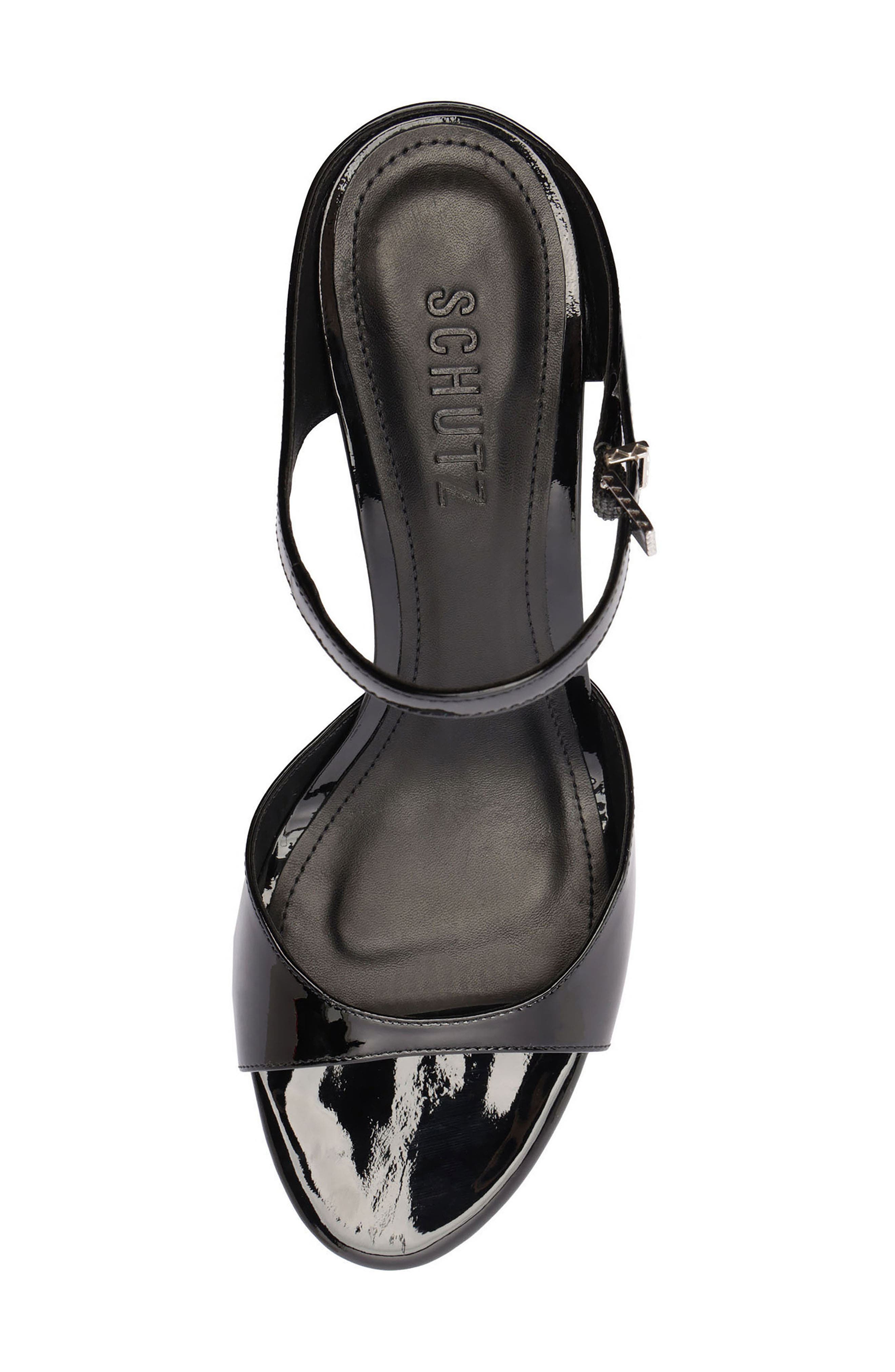 Schutz Lyra Mid Ankle Strap Sandal, Alternate, color, Black