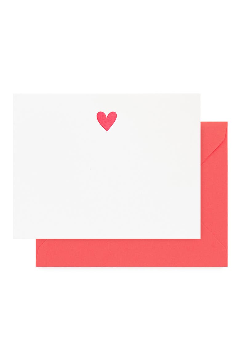 Neon Heart Note Card & Envelope Set, Main, color, NEON HEART