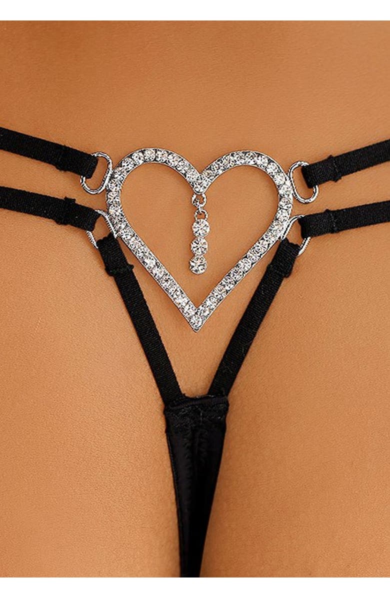 LASCANA Strappy Heart Thong, Alternate, color, Black