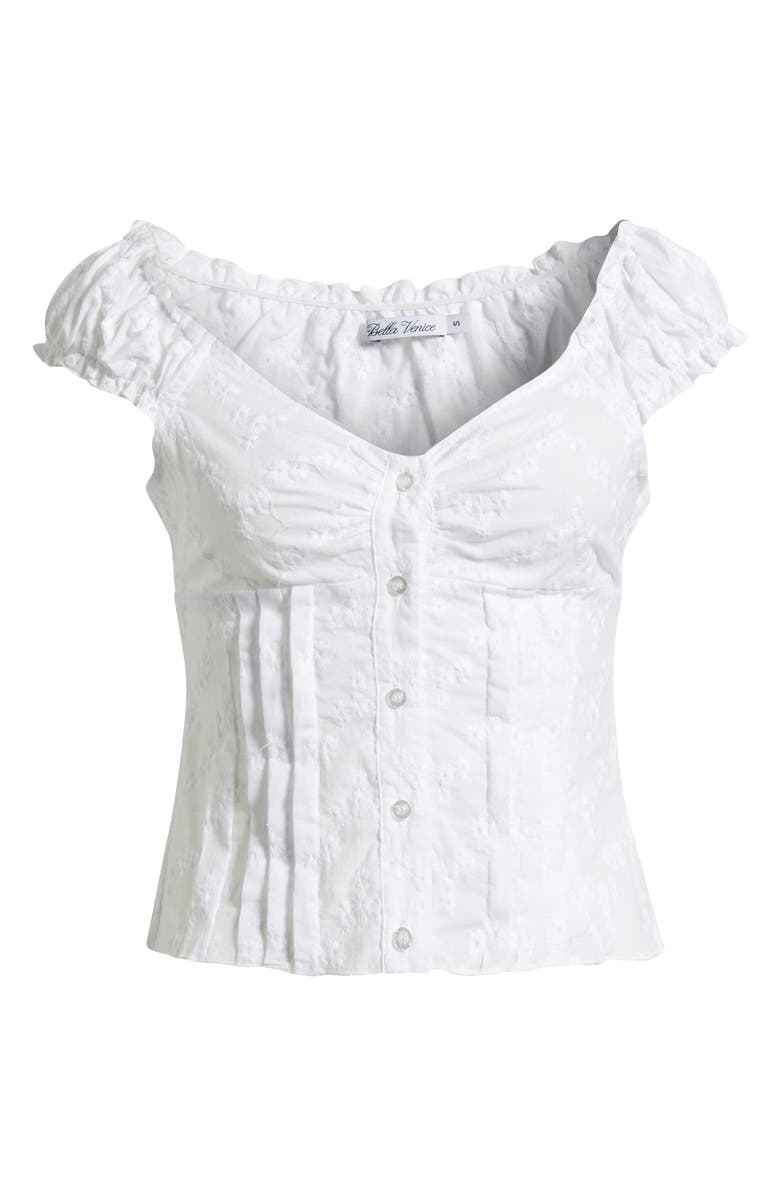 Bella Venice Embroidered Cotton Button-Up Shirt, Alternate, color, Ivory With Eyelet Pattern