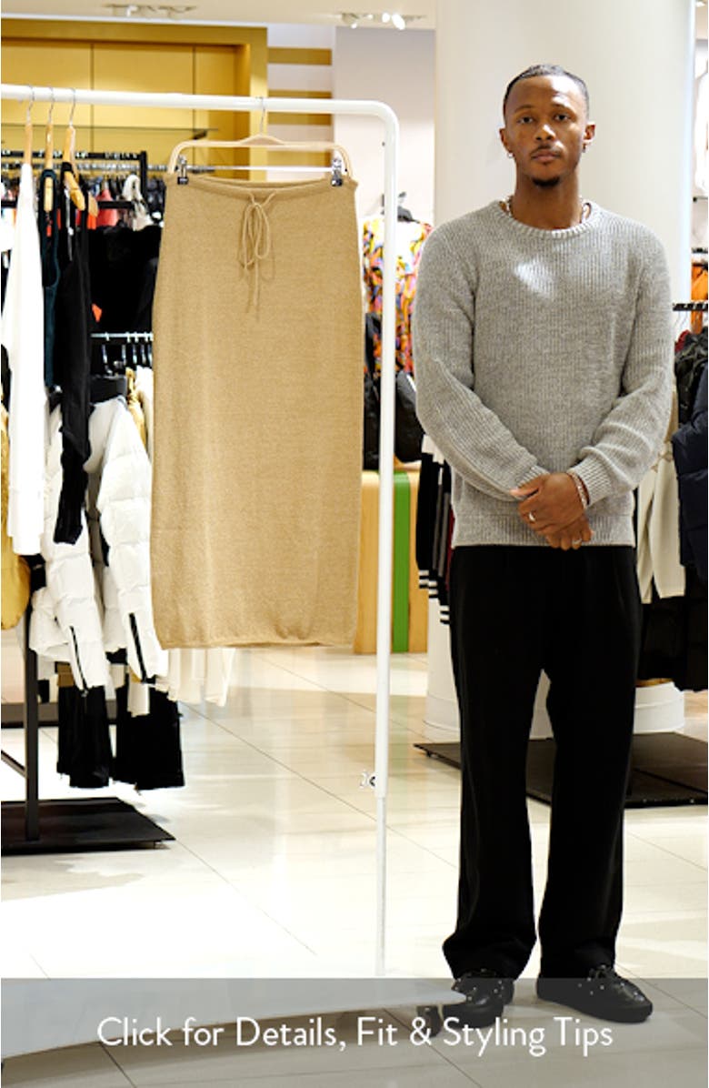 Drawstring Cotton Blend Knit Midi Skirt, sales video thumbnail