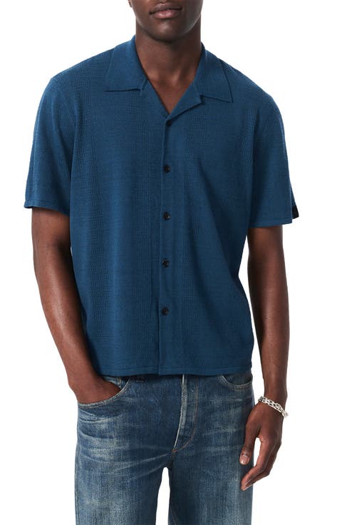 Zuma Pointelle Short Sleeve Knit Camp Shirt