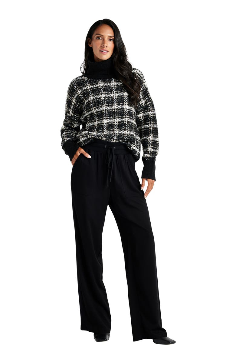 Splendid Ginny Plaid Turtleneck Sweater, Alternate, color, Black Plaid