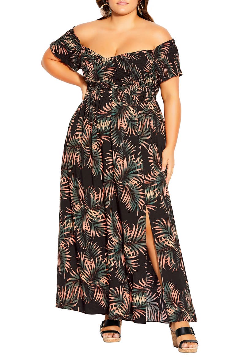 Yasmin Off the Shoulder Maxi Dress, Main, color, YASMIN FOLIAGE