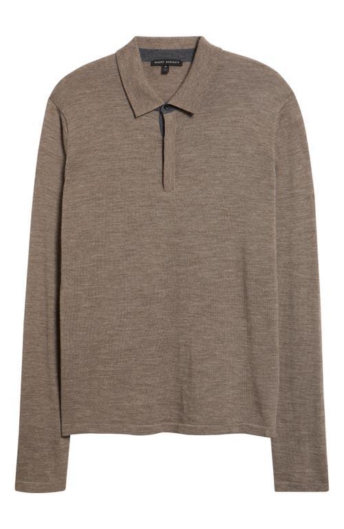 Robert Barakett Thomas Merino Wool Long Sleeve Polo In Brown