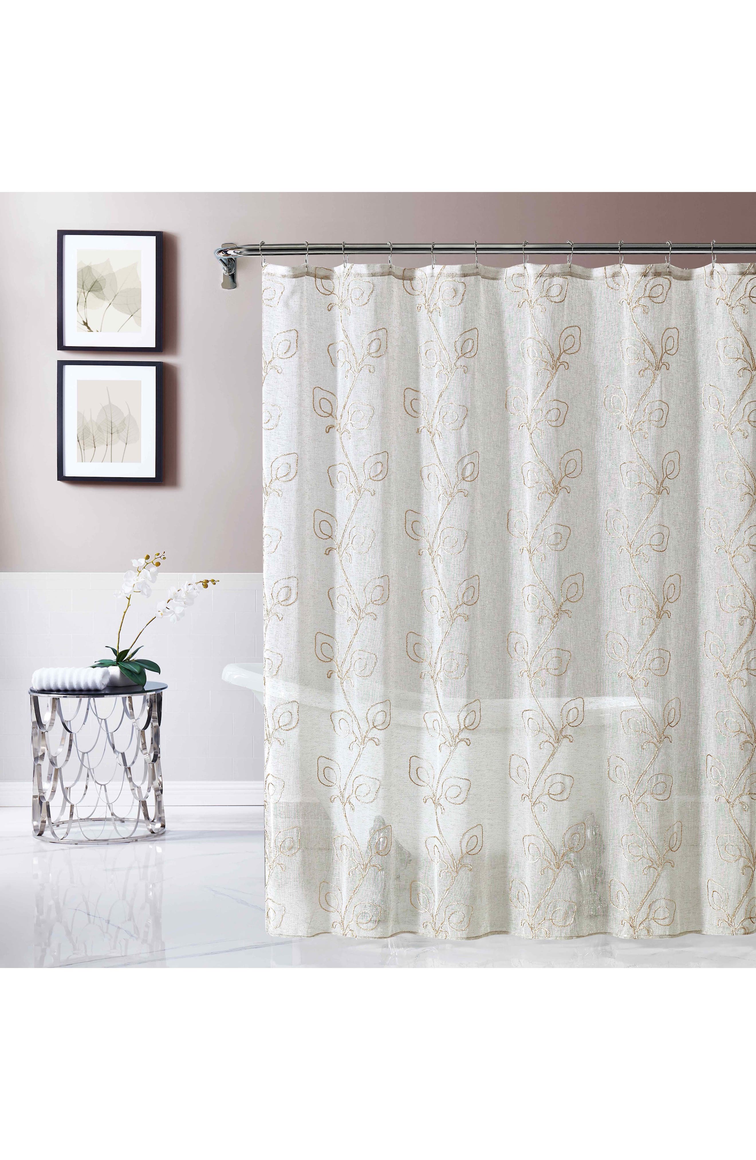 DAINTY HOME Stella Embroidered Shower Curtain