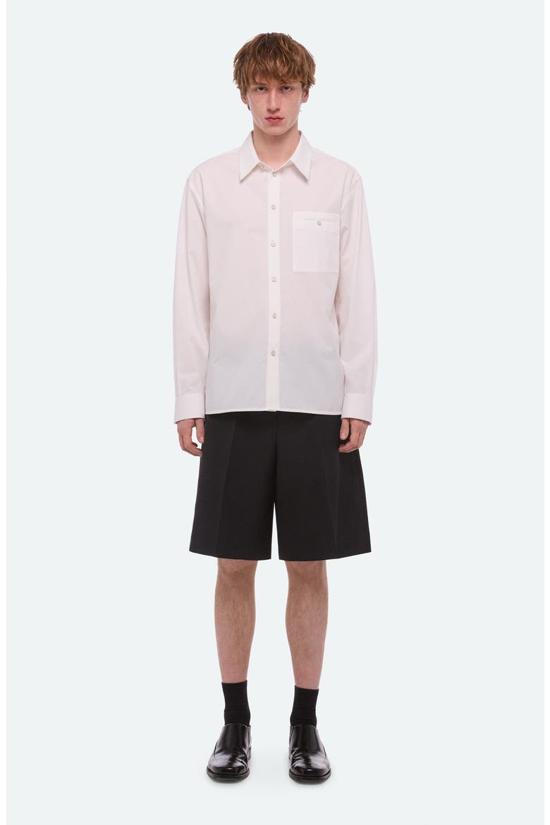 Relaxed Solid Cotton Button-Up Shirt, Alternate, color, WHITE