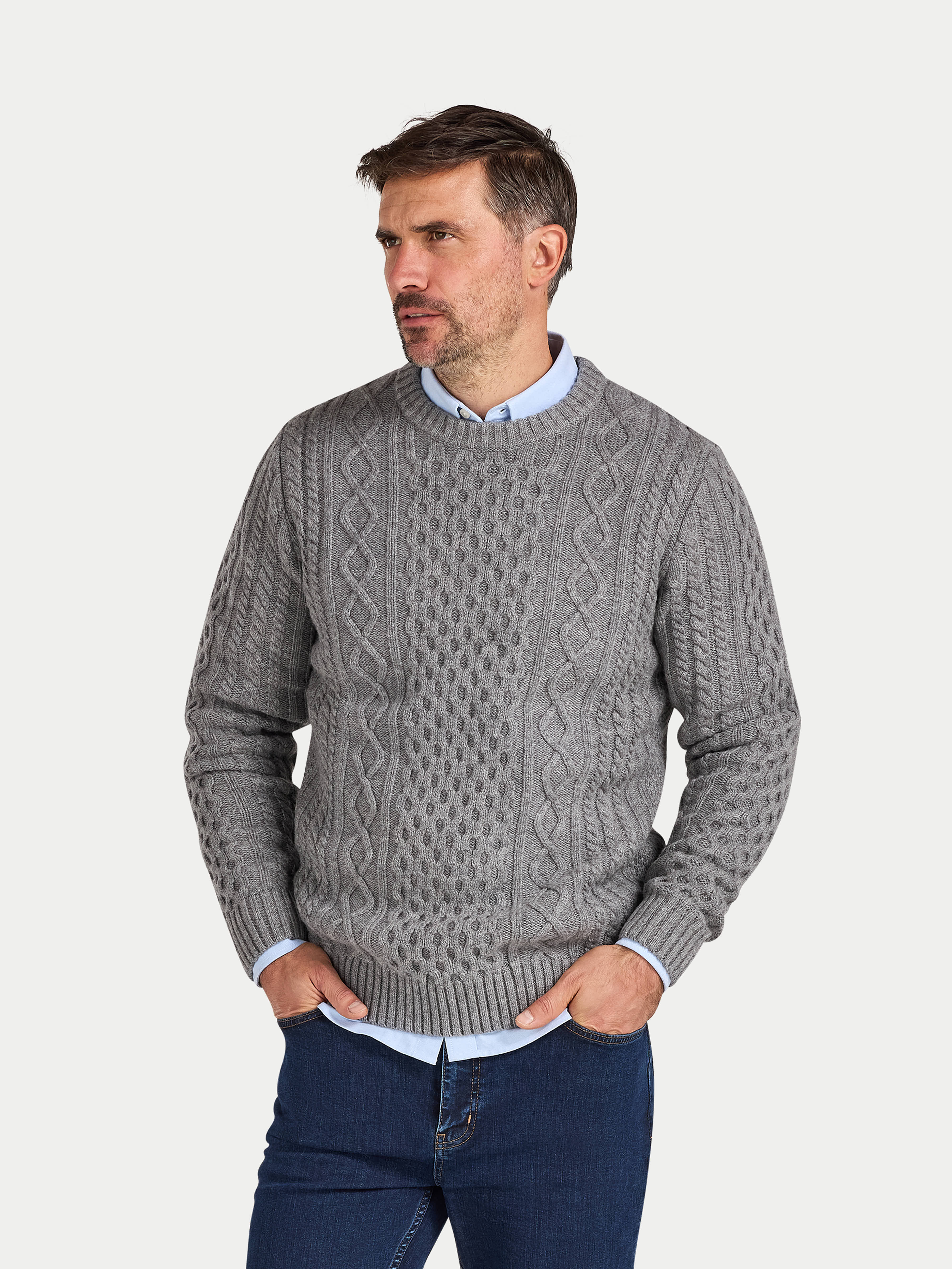 Chunky Cable Crew Neck Knit Sweater - image 2