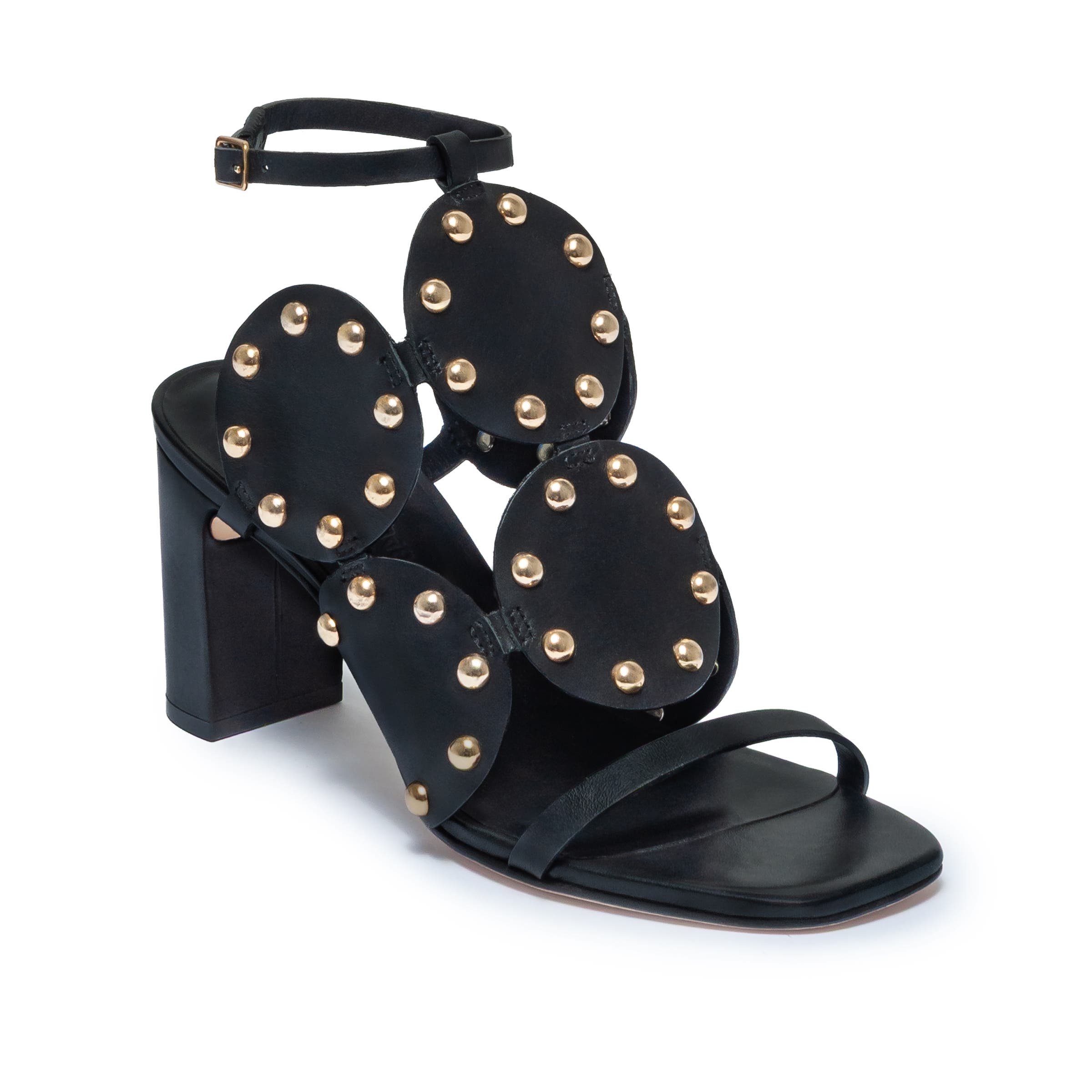 Bernardo 1946 Footwear New Moon 75 Studded Heeled Sandal, Alternate, color, Black