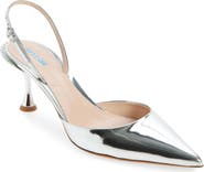 BETZÁBE Sofia Crystal Embellished Metallic Slingback Pump