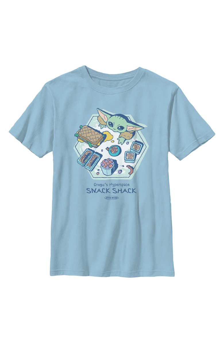 Star Wars: The Mandalorian and Grogu Boy's Star Wars The Mandalorian and Grogu The Child Hyperspace Snack Shack  Graphic T-Shirt, Main, color, Light Blue