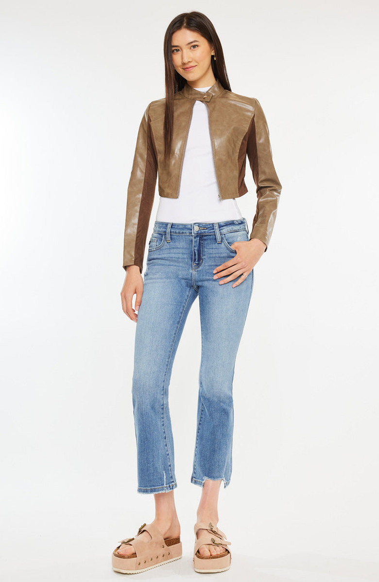 KanCan Savanna Essentials Mid Rise Cropped Flare Jeans, Alternate, color, Medium Wash