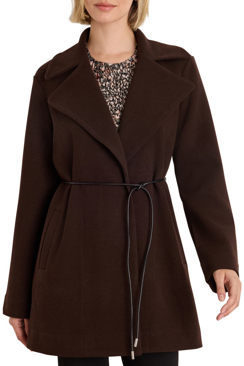 Knit Twill Wrap Jacket, Main, color, JAVA