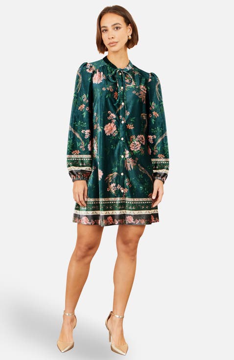 Printed Velvet Tunic Dress