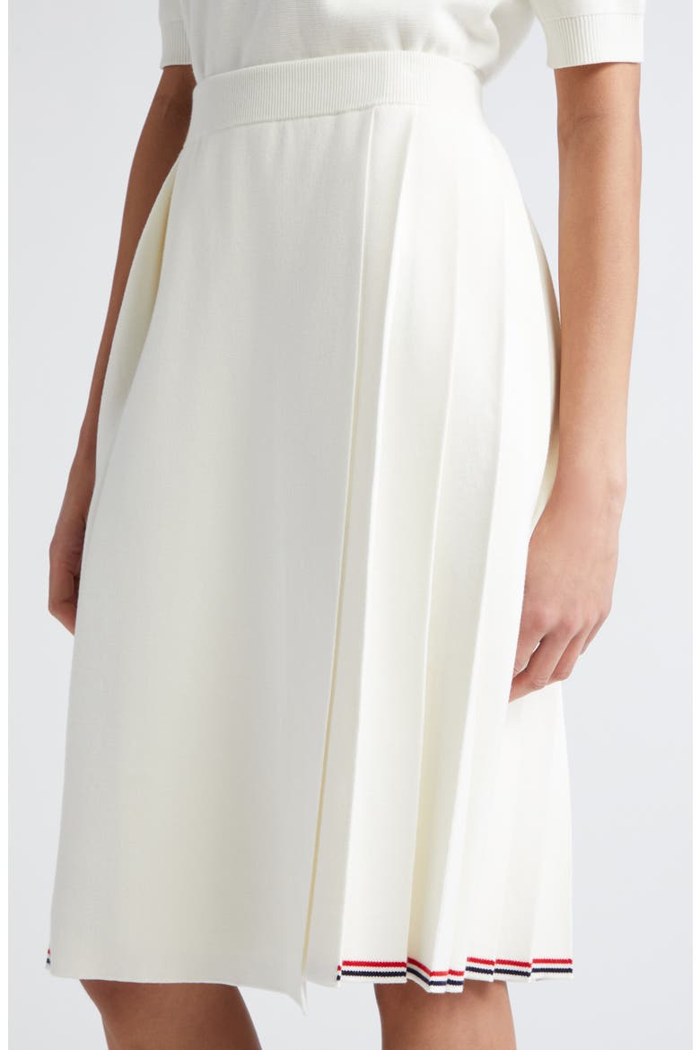 Pleat Back Cotton Sweater Skirt, Alternate, color, WHITE