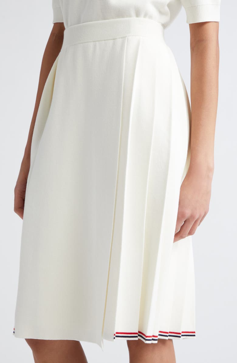 Thom Browne Pleat Back Cotton Sweater Skirt, Alternate, color, White