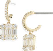 Nadri Cluster Drop Huggie Hoop Earrings