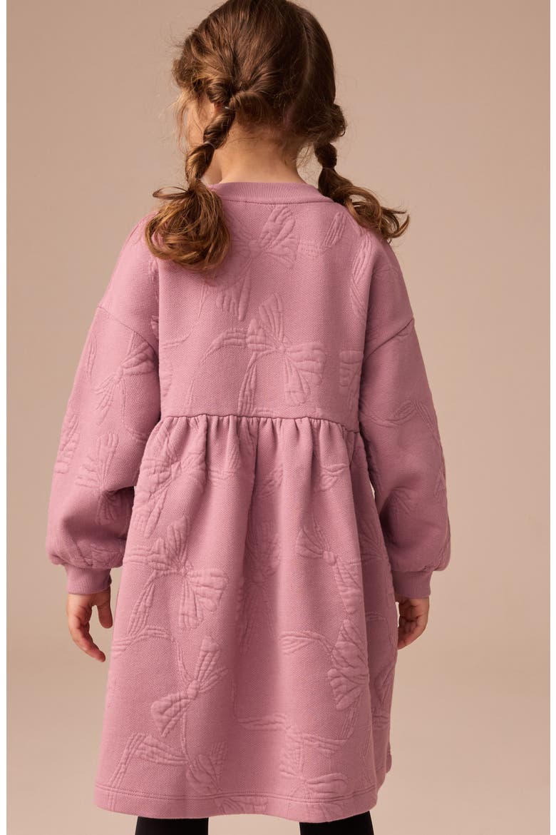 Kids' Bow Sweatshirt Dress, Alternate, color, PINK
