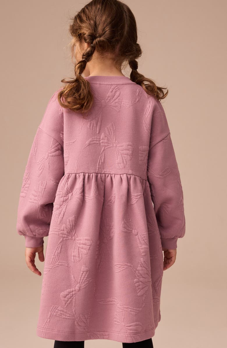NEXT Kids' Bow Sweatshirt Dress, Alternate, color, Pink