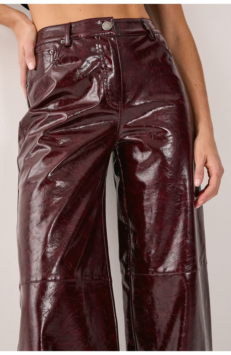 NASTY GAL High Shine Faux Leather Slouch Pant, Alternate, color, Burgundy