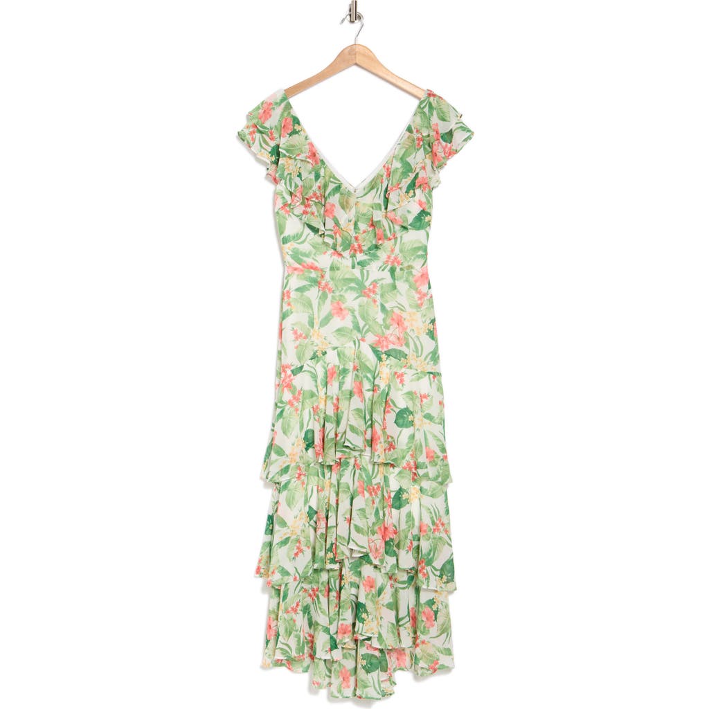 Wayf Floral Ruffle Tiered Dress In Multi