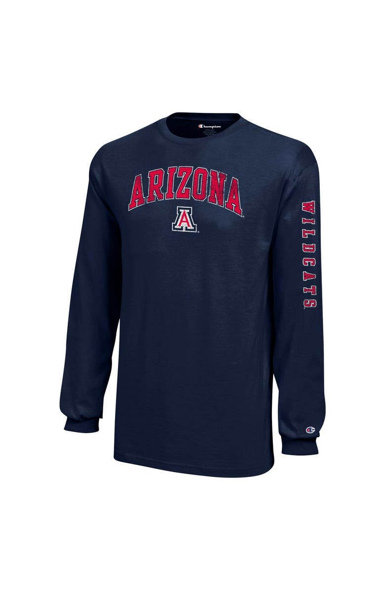 Champion Youth Champion Navy Arizona Wildcats Distressed Arch Over Logo Long Sleeve T-Shirt, Alternate, color, Navy