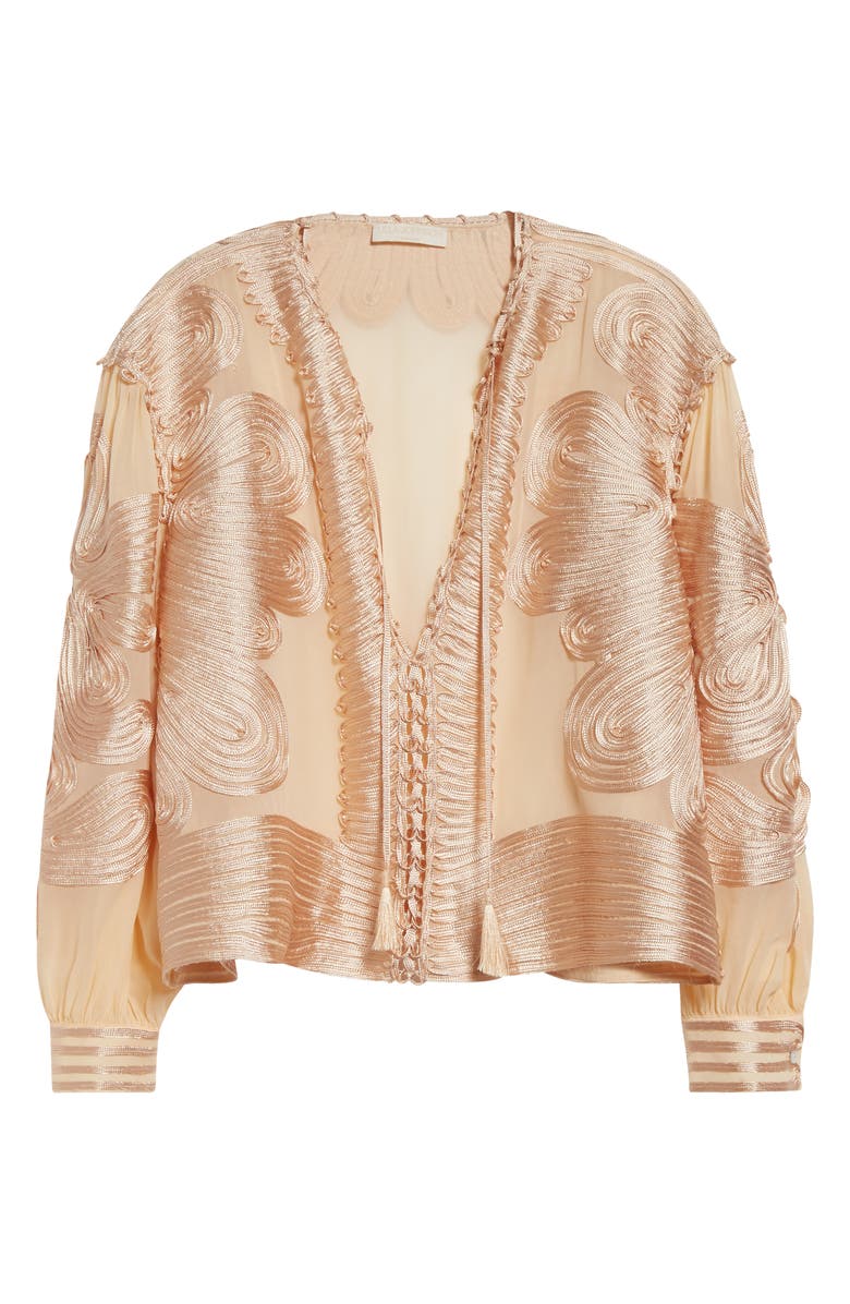 Ulla Johnson Harper Soutache Lace Silk Top, Alternate, color, 