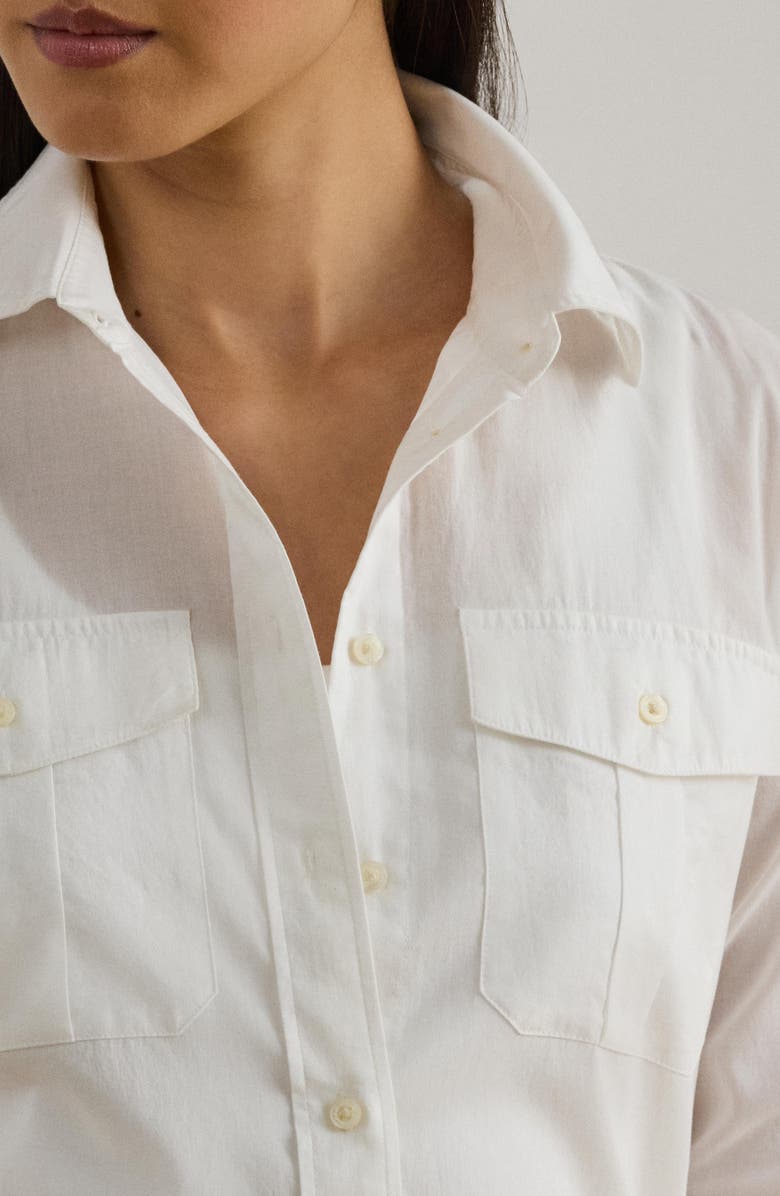 Lauren Ralph Lauren Courtenay Cotton Voile Button-Up Shirt, Alternate, color, White