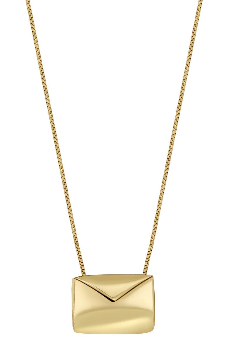 14K Gold Envelope Pendant Necklace, Main, color, 14KY