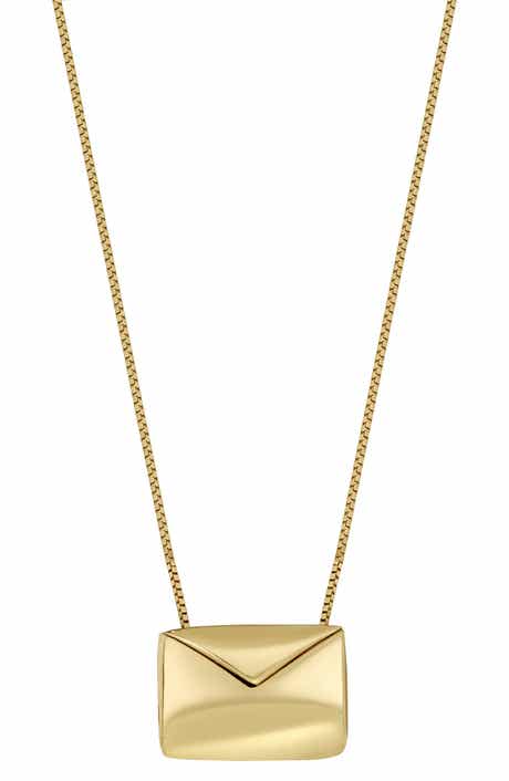 14K Gold Envelope Pendant Necklace