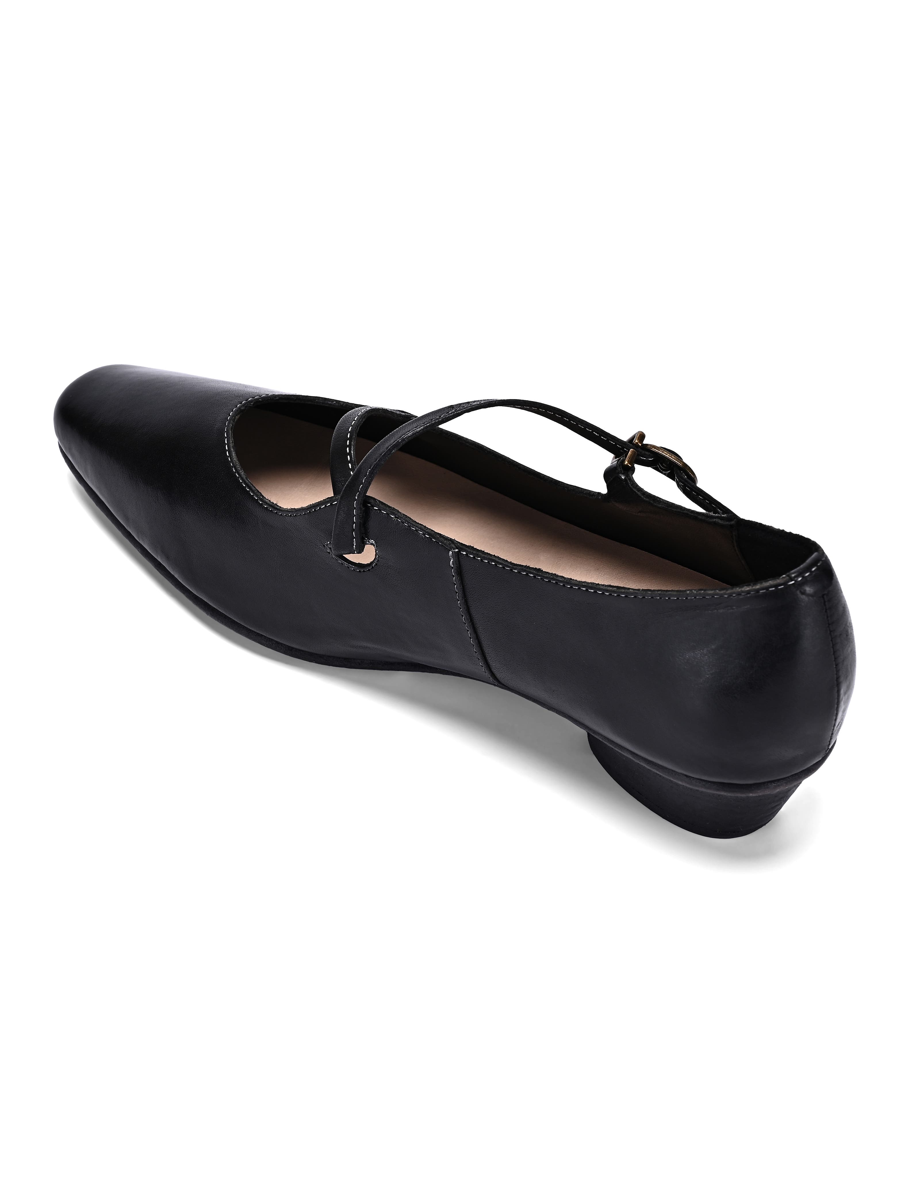 OLD TREND Ribbon Genuine Leather Elegant Strap Mary Jane Heel, Alternate, color, Black