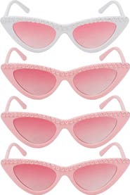 PACKED PARTY Packed Party 4-pack Bride & Babes Bachelorette & Wedding Novelty Glasses Pink And White With Pearl Accents And Pink Lenses