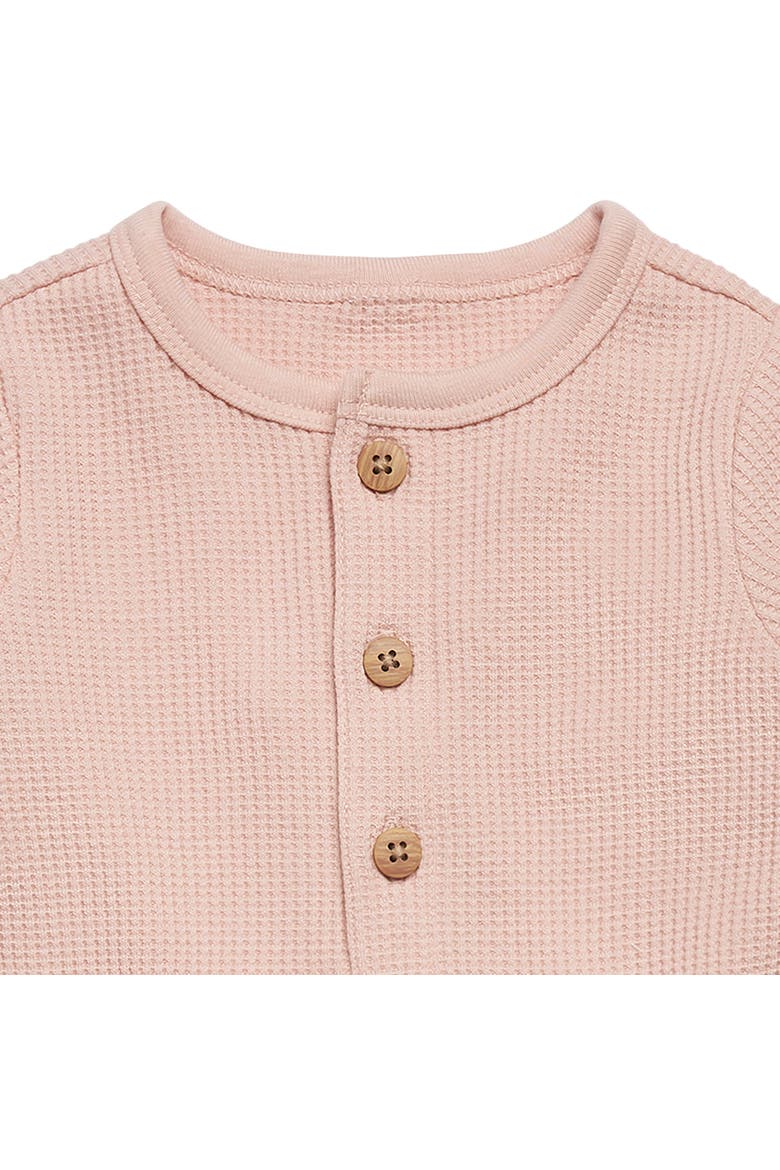 Waffle Knit Romper with Kangaroo Pocket, Alternate, color, Pink