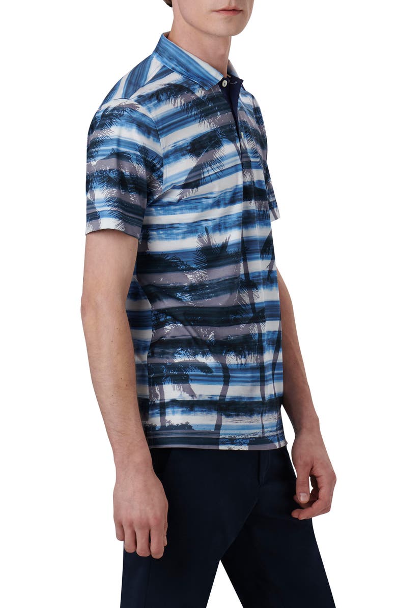 Bugatchi Hendrix Digital Print Pima Cotton Polo, Alternate, color, Azure