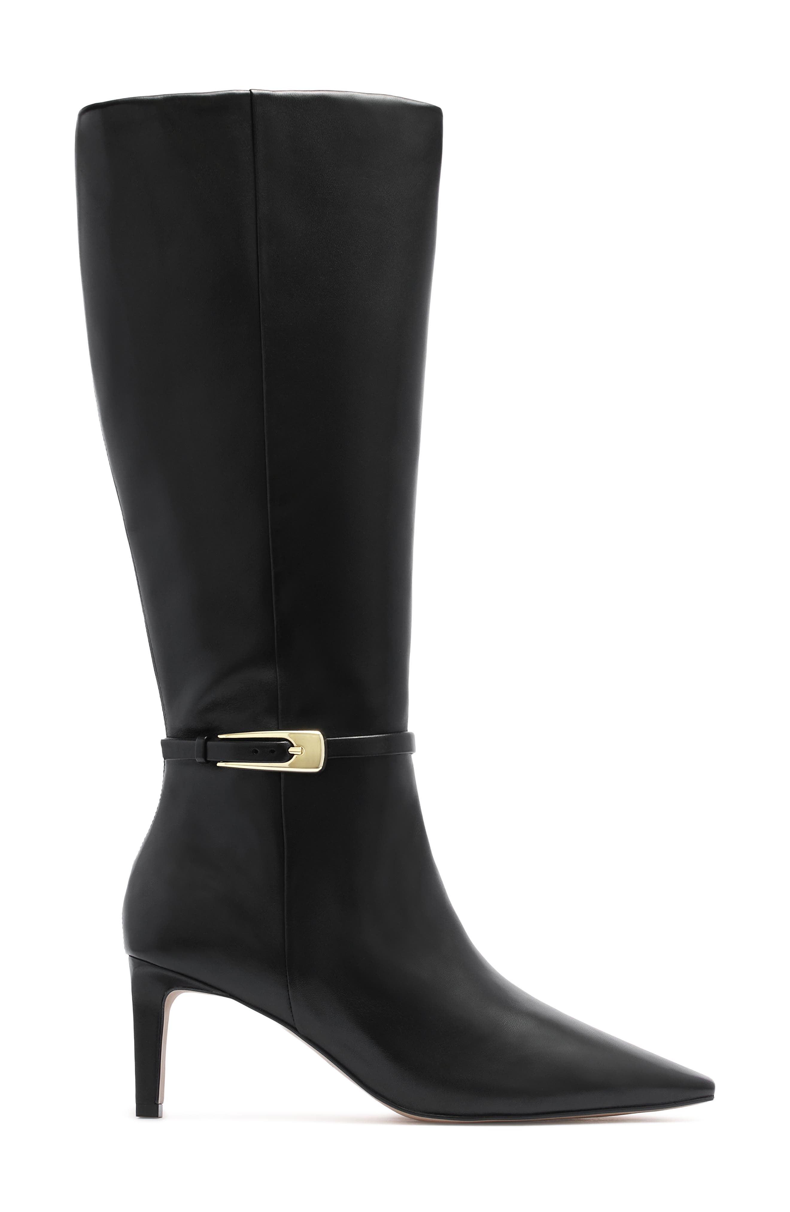 Evie Leather Knee High Boot, Alternate, color, BLACK