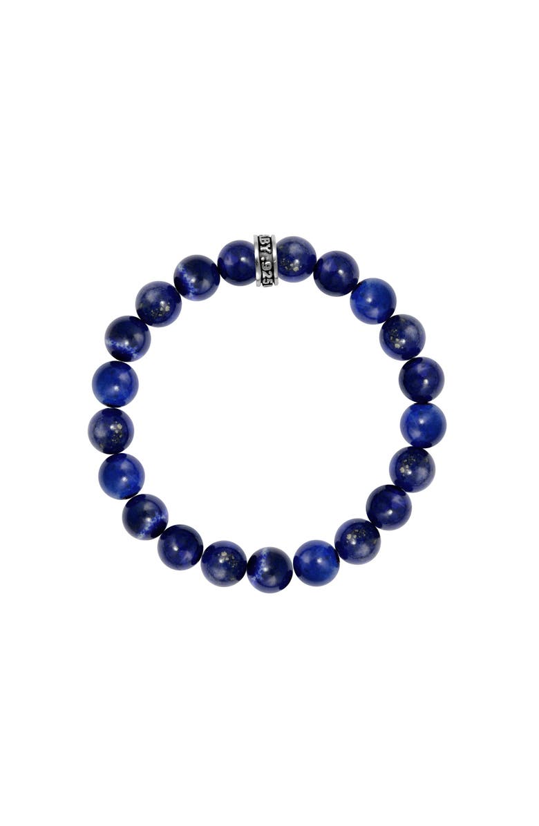King Baby Studio 10mm Lapis Beaded Bracelet with Logo Ring, Main, color,