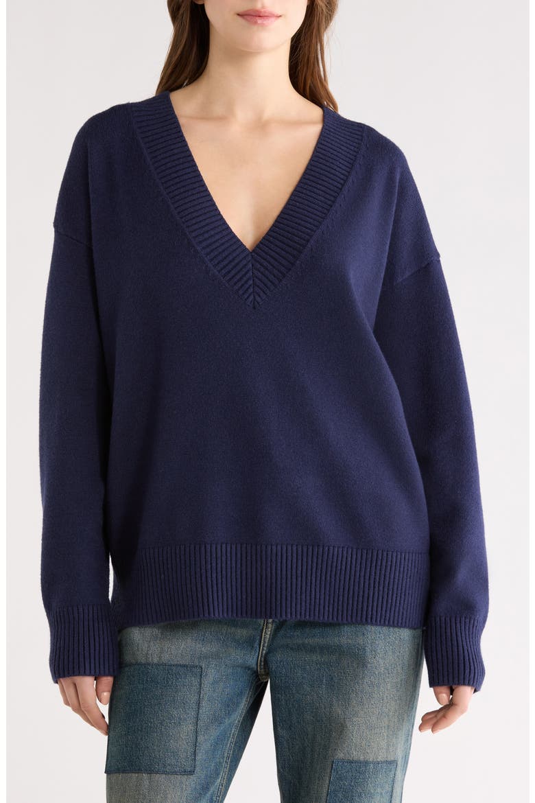 Oversize V-Neck Sweater, Alternate, color, HORIZON INK