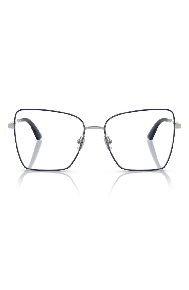 Jimmy Choo 55mm Pillow Optical Glasses, Main, color, Silver/ Blue / Demo Lens