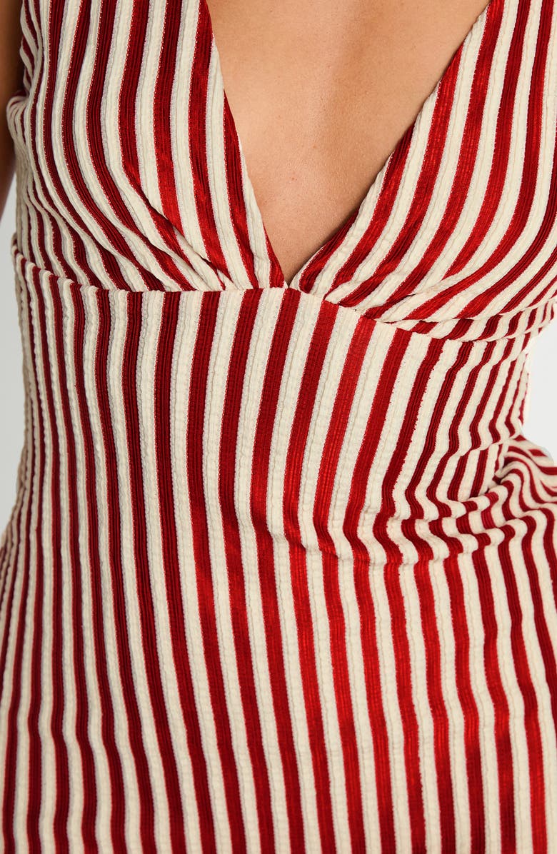 Princess Polly Daphney Stripe Minidress, Alternate, color, Red / Cream