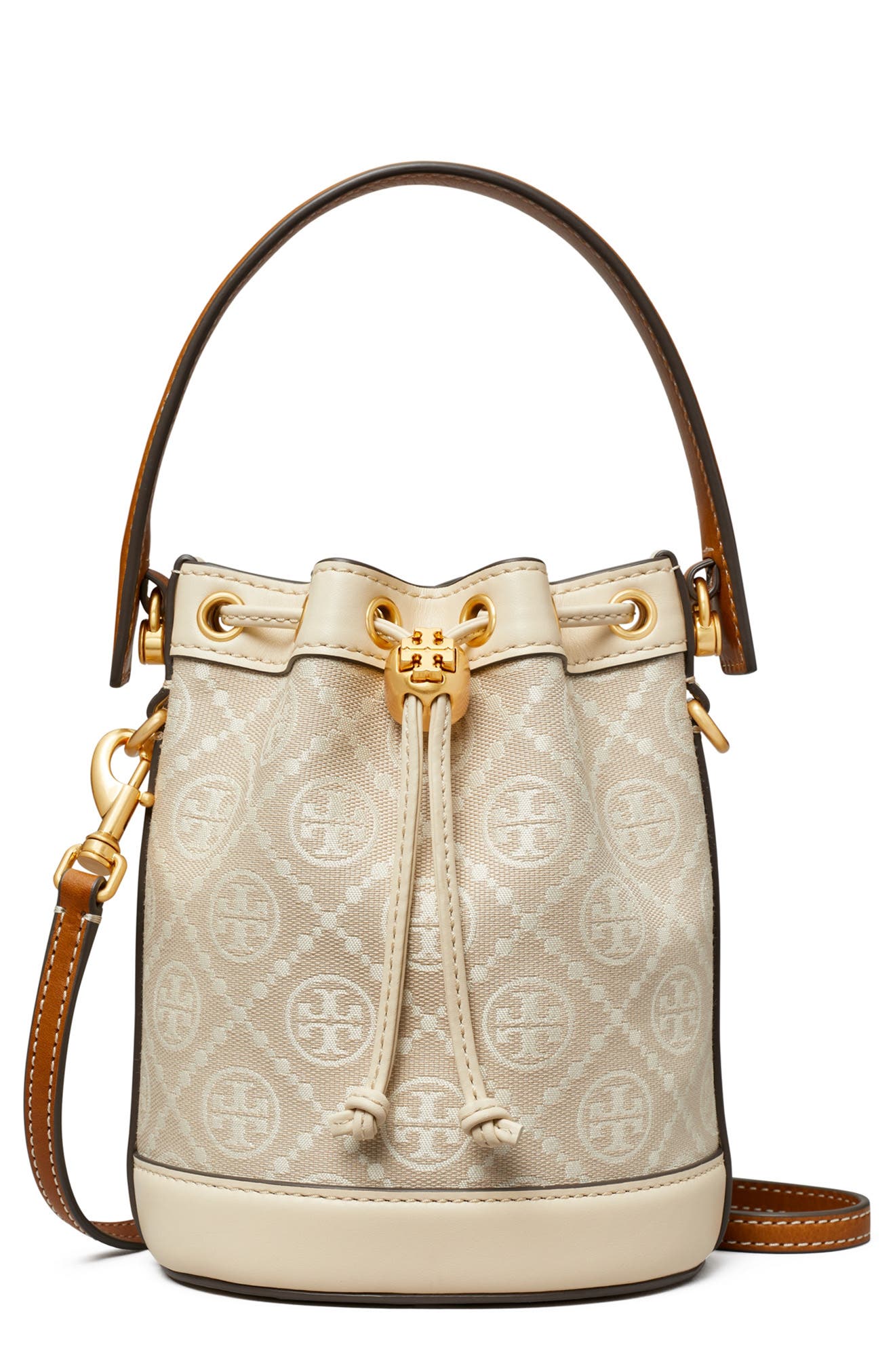 Tory Burch Mini T Monogram Bucket Bag, Main, color, 