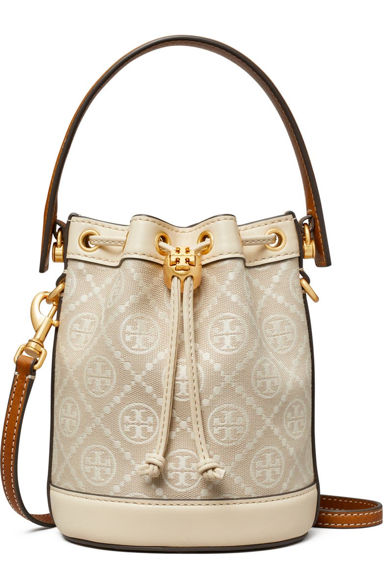 Tory Burch Mini T Monogram Bucket Bag, Main, color,