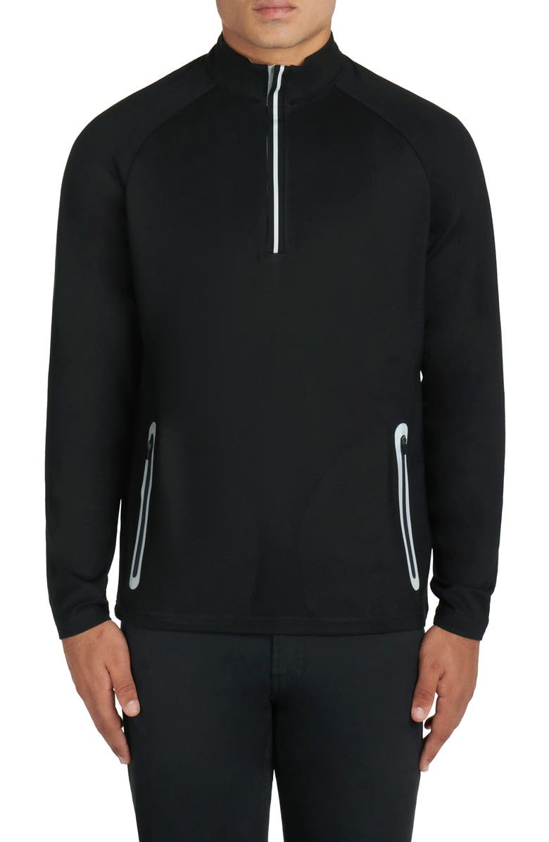 Bugatchi Half Zip Pullover, Main, color, Black