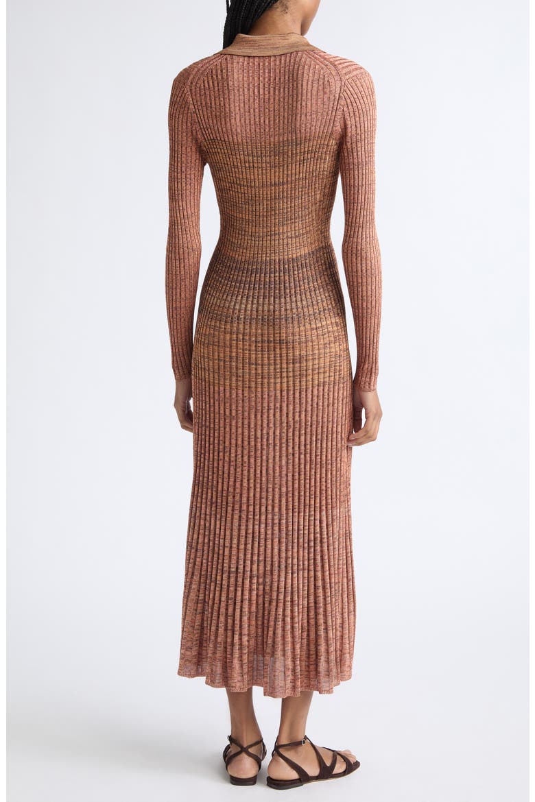Mouliné Rib Polo Sweater Dress, Alternate, color, CHOCOLATE MULTI