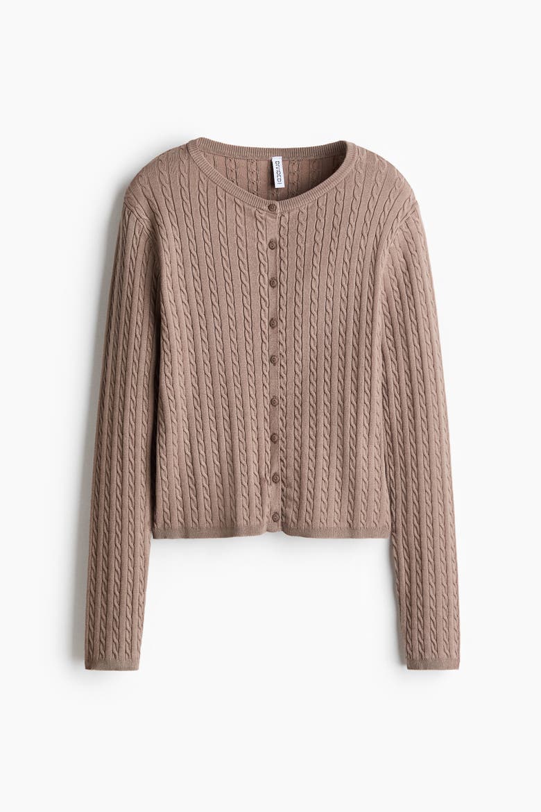 Cable-knit Cardigan, Alternate, color, Taupe