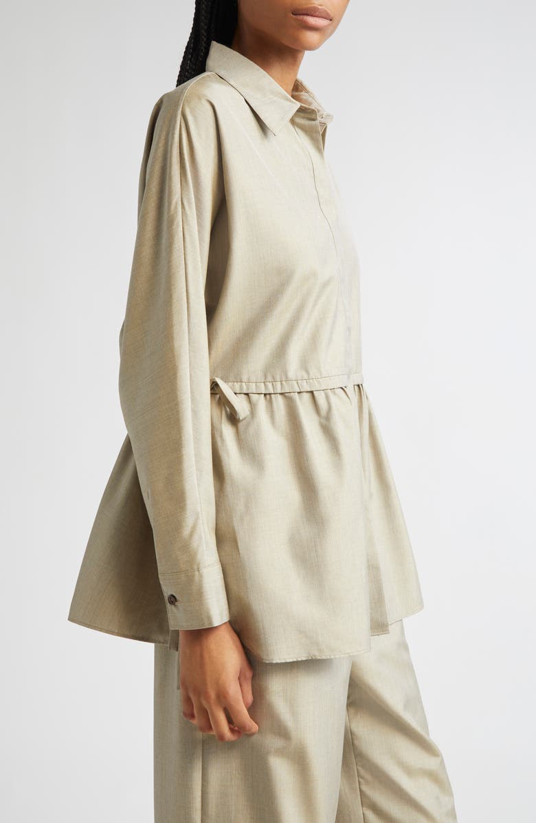 Lafayette 148 New York Gathered Waist Silk Blouse, Alternate, color, Green Clay Melange